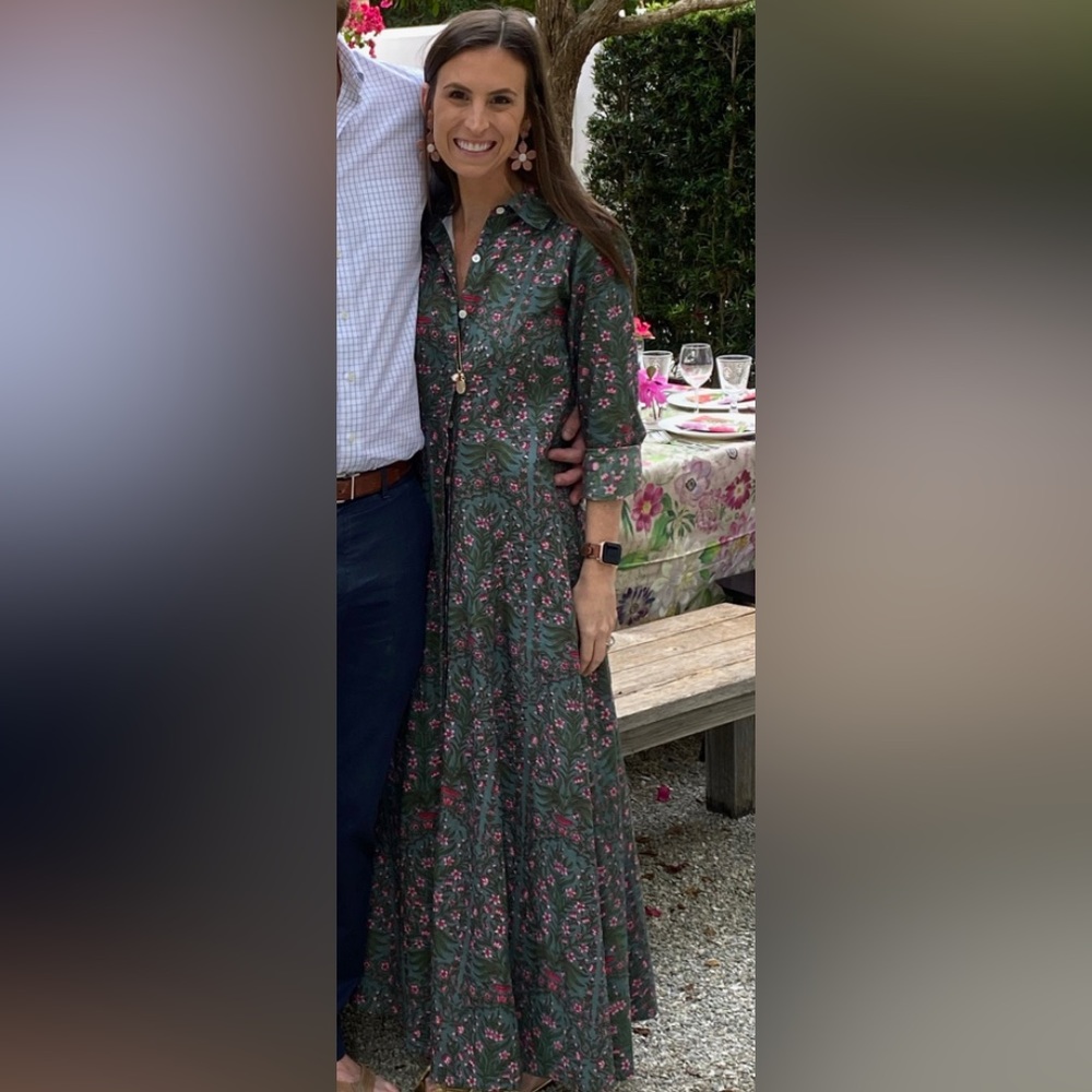 Livro Floral Block Print Maxi Dress in Bubblegum Vines